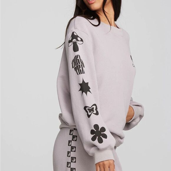 NWT Chaser women's centric oversized fit sweatshirt size small in grey‎ - Picture 3 of 14